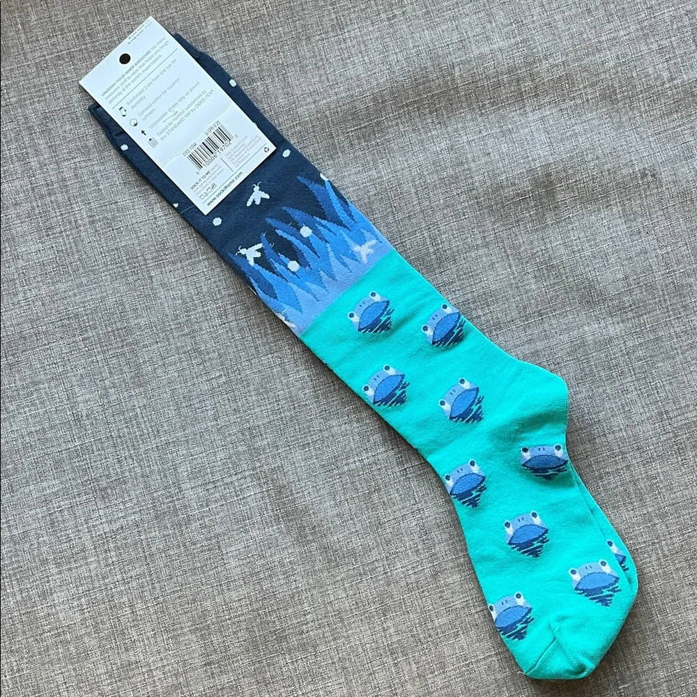 Sock it to Me Nighttime Buffet Knee High Glow in the Dark Socks Frogs Novelty